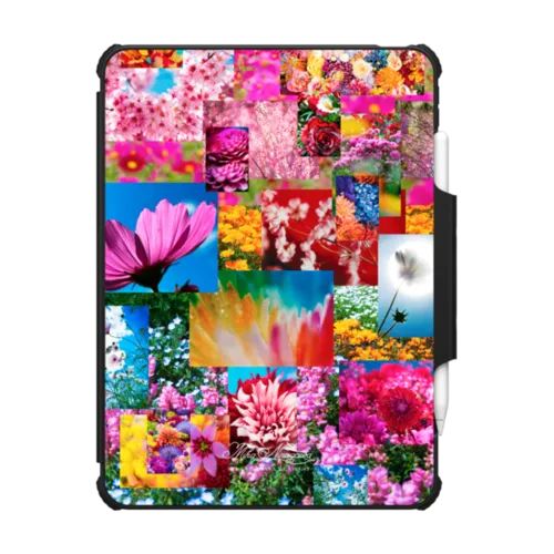 Flower Collage Tablet Cases | iPad Air 11-inch (M2 - M4) / iPad Impact Folio Case / Black | Image 1