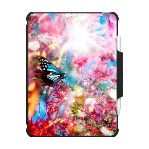 Butterfly Pink Tablet Cases | iPad Air 11-inch (M2 - M4) / iPad Impact Folio Case / Black | Image 1