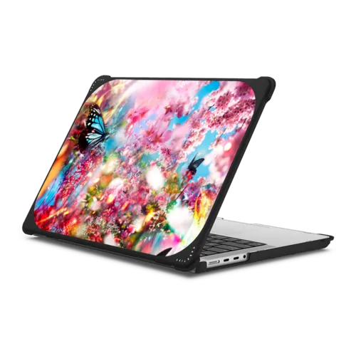 Butterfly Pink Laptop Case | MacBook Pro 14-inch (M1 - M5) / MacBook Bounce Case / Black | Image 1