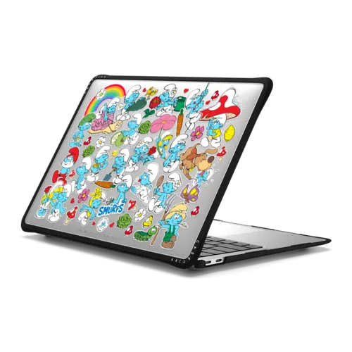 The Smurfs Sticker Pattern Laptop Case | MacBook Air 13-inch (M1 / Intel) / MacBook Impact Case / Black | Image 1