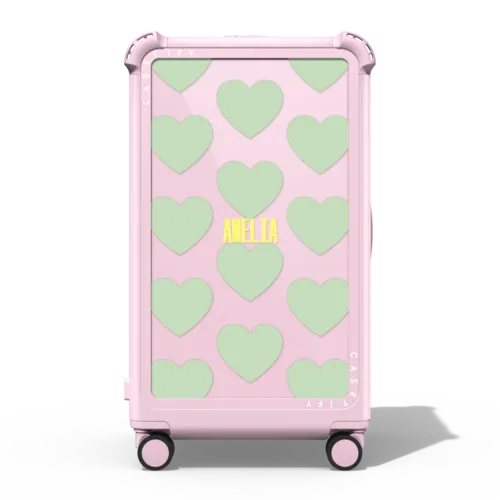 Custom Suitcase | 29" Check-In Trunk Suitcase / Bounce Suitcase / Glossy Primrose Pink | Image 1