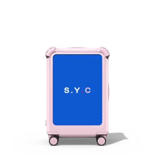 Custom Suitcase | 21" Carry-On Suitcase / Bounce Suitcase / Glossy Primrose Pink | Image 1