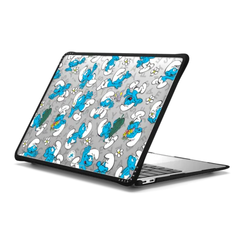 The Smurfs Jumbled Pattern Laptop Case | MacBook Air 13-inch (M1 / Intel) / MacBook Impact Case / Black | Image 1