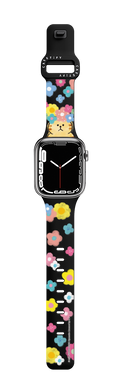 Floral Chibisuke Watch Band | Apple Watch Series 7-9 (45mm) / Impact Band / Black | Image 1