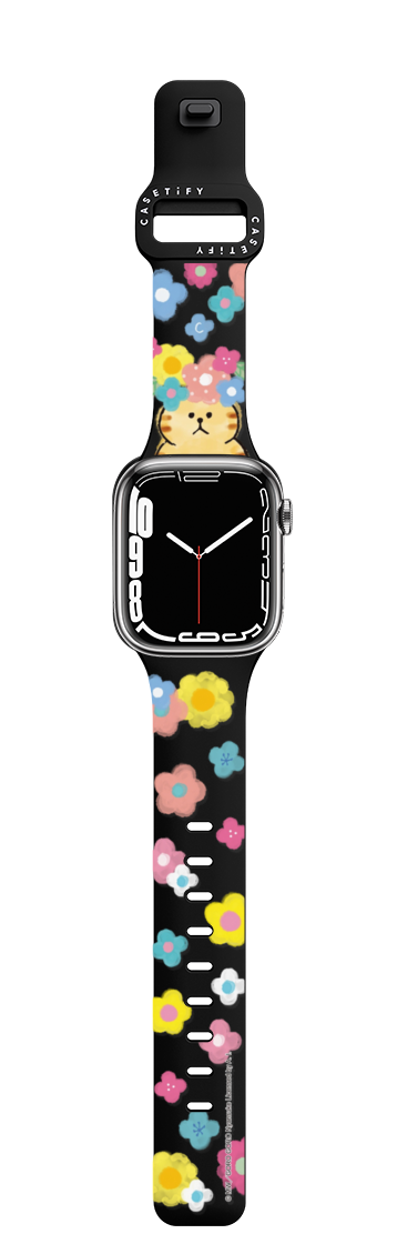 Floral Chibisuke Watch Band | Apple Watch Series 7-9 (45mm) / Impact Band / Black | Image 1