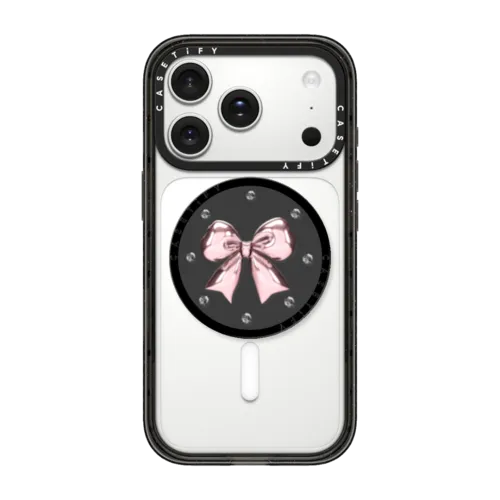 Metallic Pink Ribbon | Snappy Grip Stand / Snappy Grip Stand MagSafe Compatible / Black | Image 1