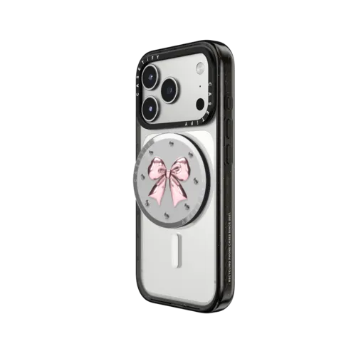 Metallic Pink Ribbon | Snappy Grip Stand / Snappy Mirror Grip Stand MagSafe Compatible / Silver | Image 2