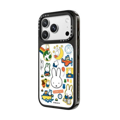 Miffy Postage Collage Sticker Case (Clear) | iPhone 18 Pro / Impact Case MagSafe Compatible - Glossy / Glossy Black | Image 2
