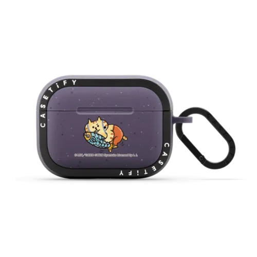 Fish-playing Chibisuke Earbuds Case | AirPods Pro 2 / Earbuds Bounce Case / Matte Deep Purple | Image 1