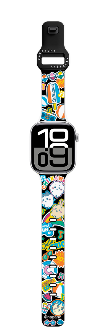 Chiikawa Summer Party Watch Band | Apple Watch Series 10 (42mm) / Impact Band / Black | Image 1