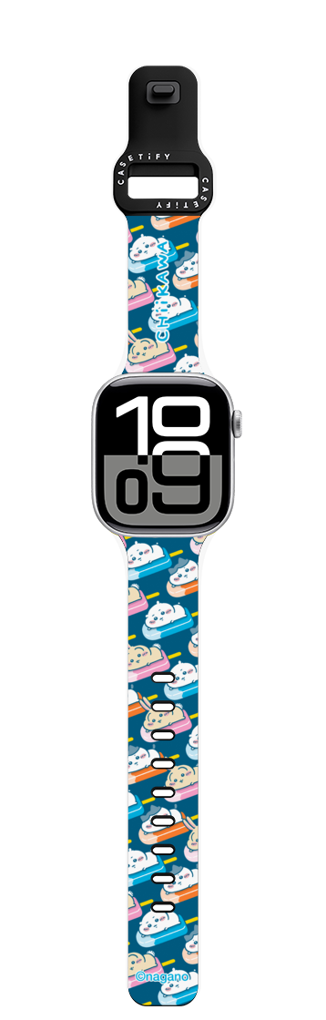 Chiikawa Chillin' Trio Ice Pop Watch Band | Apple Watch Series 10 (42mm) / Impact Band / Black | Image 1