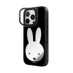 Miffy Black Mirror Frame Case | iPhone 16 Pro / Mirror Ring Stand Case MagSafe Compatible / Silver on Black | Image 2