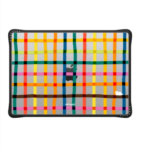 Happy Rainbow Check | MacBook Pro 14-inch (M1 - M5) / MacBook Impact Case / Black | Image 2