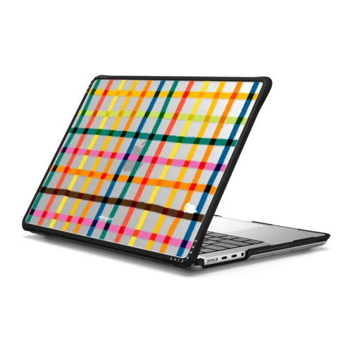 Happy Rainbow Check | MacBook Pro 14-inch (M1 - M5) / MacBook Impact Case / Black | Image 1