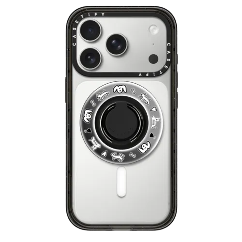 ECOSYSTEM DOG PATTERN | Snappy Ring Holder / Snappy Mirror Ring Holder MagSafe Compatible / Silver | Image 1