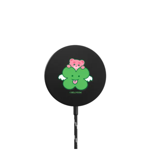 BELLYGOM Lucky Clover PowerThru Magnetic Wireless Charger |   / PowerThru Magnetic Wireless Charger MagSafe Compatible / Black | Image 1