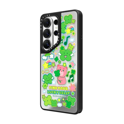 BELLYGOM Clover Sticker Case | Galaxy S26 Ultra / Mirror Magnetic Case / Silver on Black | Image 2