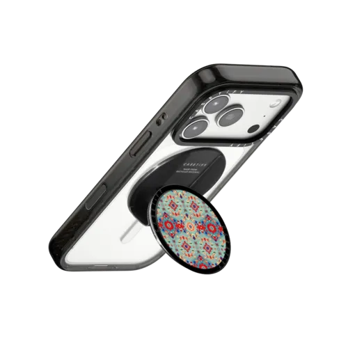 Persian Floral - Cyan | Snappy Grip Stand / Snappy Grip Stand MagSafe Compatible / Black | Image 3