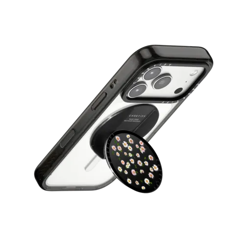 Pressed flowers daisy | Snappy Grip Stand / Snappy Grip Stand MagSafe Compatible / Black | Image 3