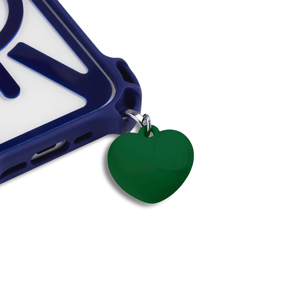 Charm Keychain - Puffy Heart - Deep Green