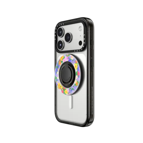 Floral Swirl - Purple | Snappy Ring Holder / Snappy Mirror Ring Holder MagSafe Compatible / Silver | Image 2