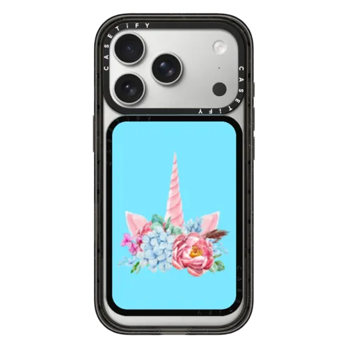 Floral Unicorn | Snappy Cardholder Stand / Snappy Cardholder Stand MagSafe Compatible / Black | Image 1