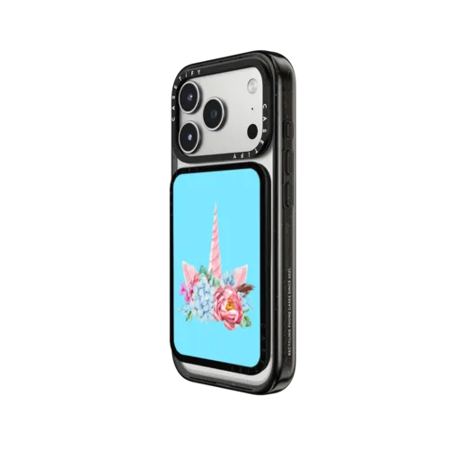 Floral Unicorn | Snappy Cardholder Stand / Snappy Cardholder Stand MagSafe Compatible / Black | Image 2