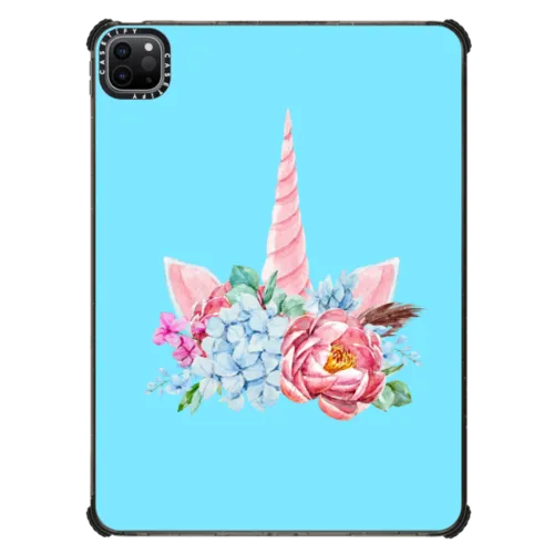 Floral Unicorn | iPad Pro 11-inch (3rd/4th gen) / iPad Impact Case / Black | Image 1