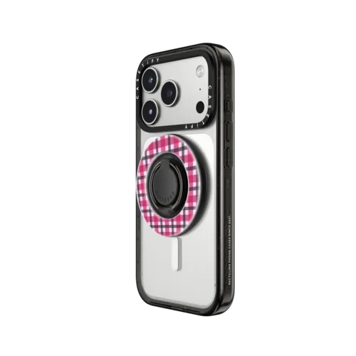 Bunnies Love Plaid | Snappy Ring Holder / Snappy Mirror Ring Holder MagSafe Compatible / Silver | Image 2