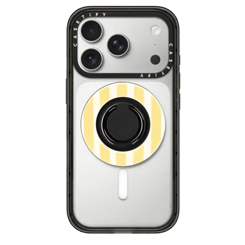 Yellow Stripes | Snappy Ring Holder / Snappy Mirror Ring Holder MagSafe Compatible / Silver | Image 1