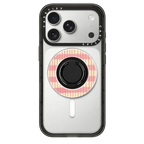 Pink Summer Stripes | Snappy Ring Holder / Snappy Mirror Ring Holder MagSafe Compatible / Silver | Image 1