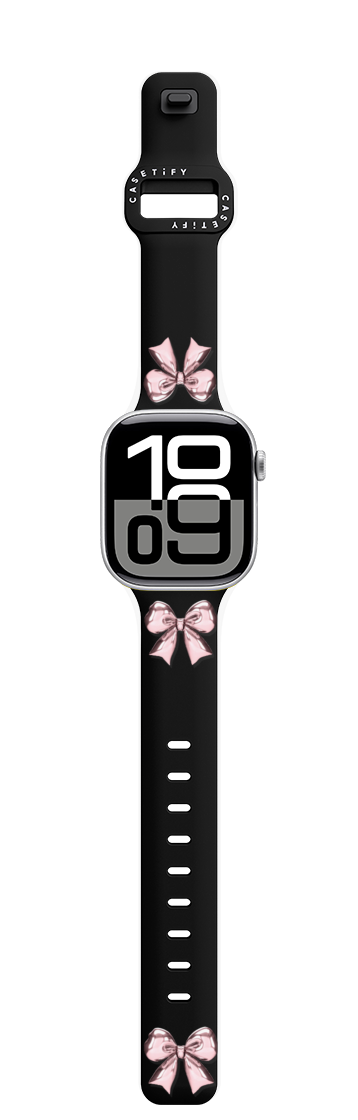 Metallic Pink Ribbon | Apple Watch Series 10 (42mm) / Impact Band / Black | Image 1