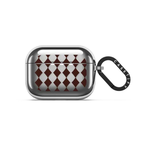 Brown Checks | AirPods Pro 3 / Earbuds Mirror Case / Silver | Image 1