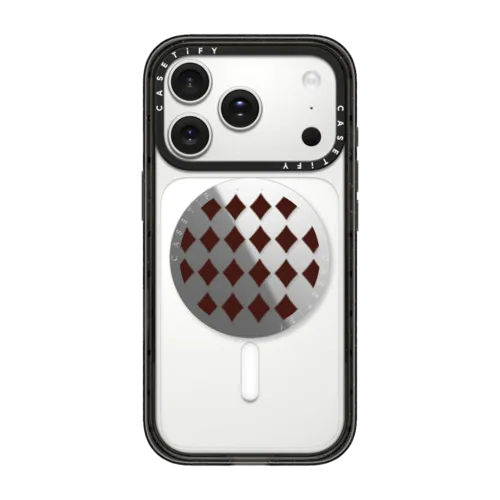 Brown Checks | Snappy Grip Stand / Snappy Mirror Grip Stand MagSafe Compatible / Silver | Image 1
