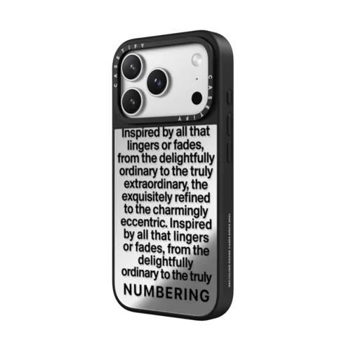NUMBERING Typography Case | iPhone 17 Pro Max / Mirror Case MagSafe Compatible / Silver on Black | Image 2