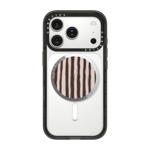 Brown Stripes | Snappy Grip Stand / Snappy Mirror Grip Stand MagSafe Compatible / Silver | Image 1