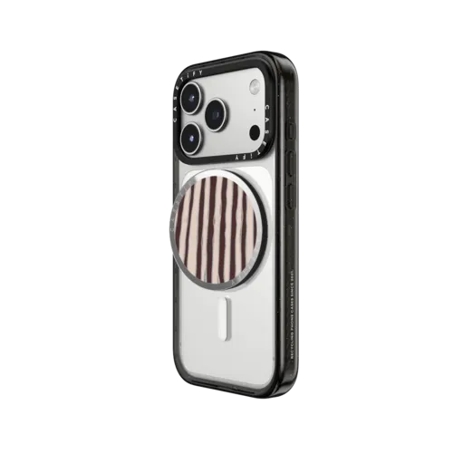 Brown Stripes | Snappy Grip Stand / Snappy Mirror Grip Stand MagSafe Compatible / Silver | Image 2