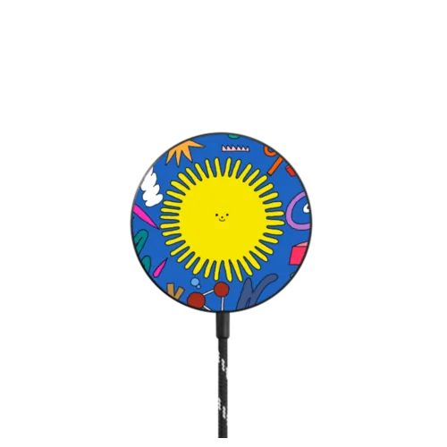 Spiky Sun |   / PowerThru Magnetic Wireless Charger MagSafe Compatible / Black | Image 1