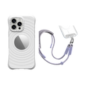 2-in-1 Essentials Garden Set 5 - Ripple Mirror Case - White - iPhone 16 Pro Max& Rope Cross-body Strap - Periwinkle (Braided) | Image 1