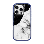 Black and White Contrast Marble | iPhone 16 Pro / Impact Case MagSafe Compatible / Glitter Indigo | Image 1
