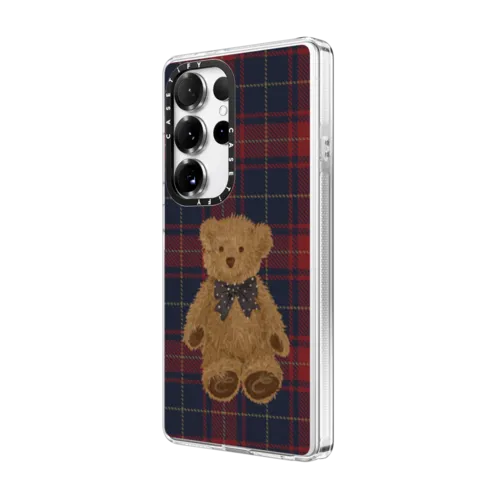 Teddy Bear Plaid | Galaxy S25 Ultra / Impact Clear Magnetic Case / Clear | Image 2