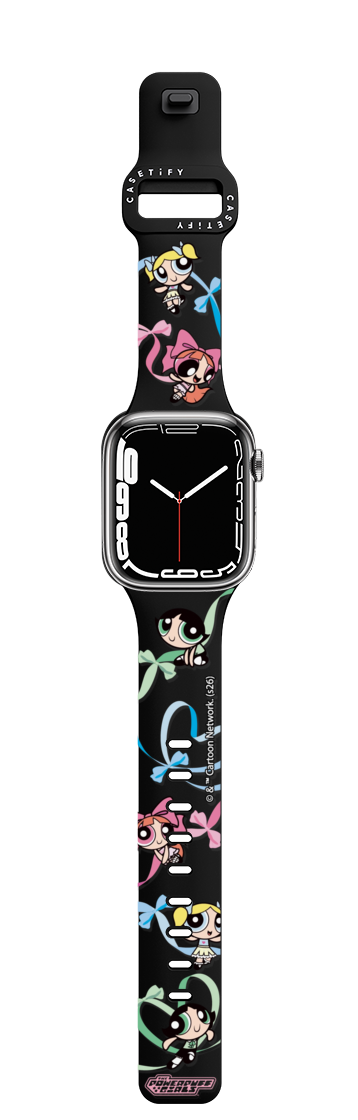 The Powerpuff Girls Ribbon Medley Watch Band | Apple Watch Series 7-9 (45mm) / Impact Band / Black | Image 1