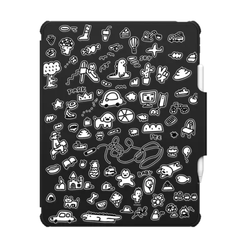 Dog World | iPad Air 13-inch (M2 - M4) / iPad Impact Folio Case / Black | Image 1