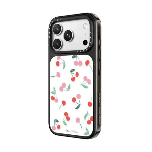 Meri Meri Cherries Pattern Phone Case | iPhone 18 Pro Max / Impact Case MagSafe Compatible - Glossy / Glossy Black | Image 2