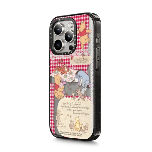 Winnie The Pooh Picnic Collage Phone Case | iPhone 15 Pro Max / Impact Case MagSafe Compatible / Black | Image 2