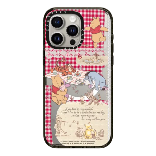 Winnie The Pooh Picnic Collage Phone Case | iPhone 15 Pro Max / Impact Case MagSafe Compatible / Black | Image 1