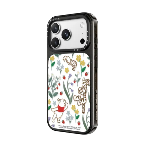 Winnie The Pooh Embroidered Floral Pattern Phone Case | iPhone 18 Pro Max / Impact Case MagSafe Compatible - Glossy / Glossy Black | Image 2