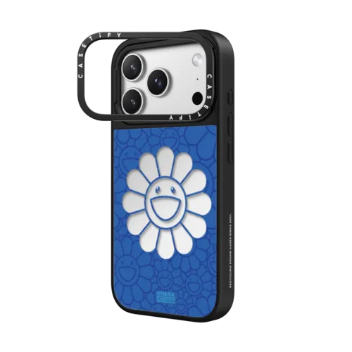SMILE ON PHONE CASE (BLUE) | iPhone 17 Pro Max / Mirror Ring Stand Case MagSafe Compatible / Silver on Black | Image 2