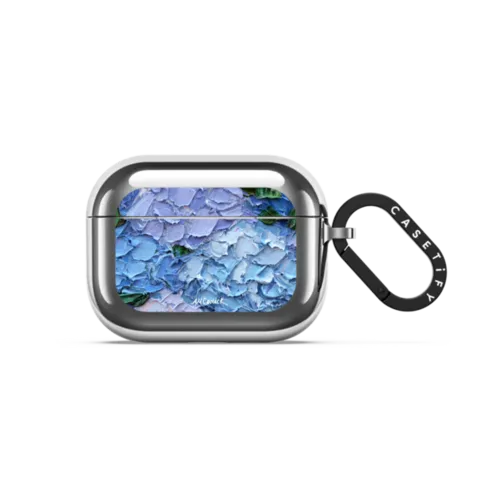 Moonlight Hydrangeas | AirPods Pro 3 / Earbuds Mirror Case / Silver | Image 1