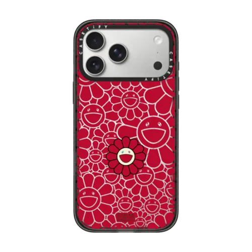 SUPERFLAT FLOWER PHONE CASE (RED) | iPhone 17 Pro Max / Impact Case MagSafe Compatible / Black | Image 1
